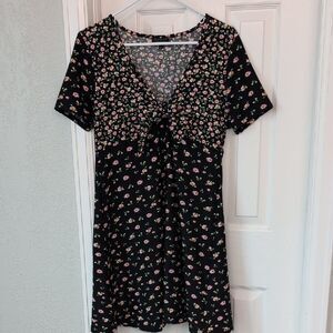Topshop Floral V-Neck Dress